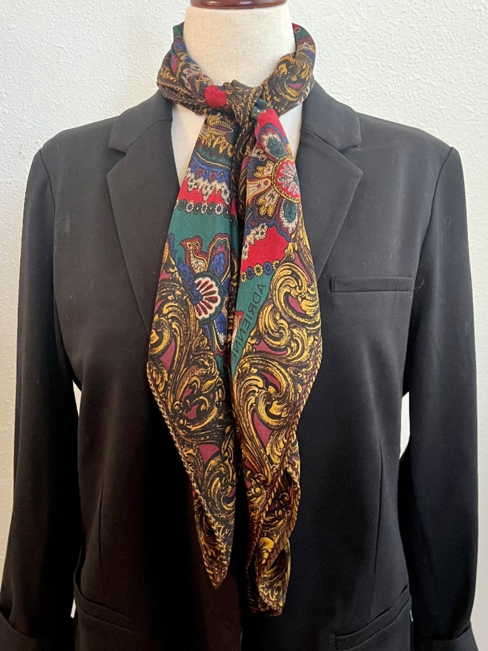 Adrienne Vittadini Silk Scarf, 31" Square, Antique Paisley Pattern